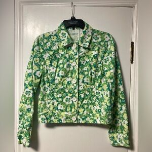 LIZ CLAIBORNE Green Floral Jacket Sz 8